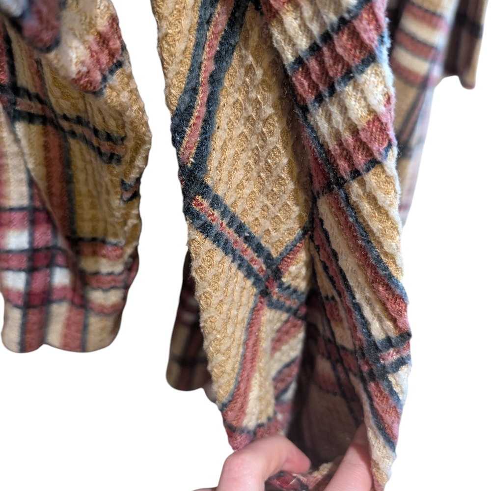 Emerald Plaid Waffle Knit Tunic Dress Size Extra Large - Picture 3 of 7